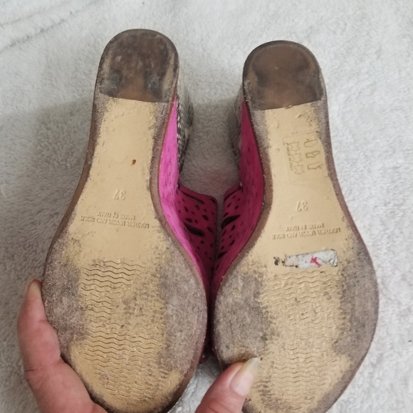 Napoleoni Fuchsia animal print summer wedges - Picture 6 of 6